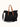 Bolso Demons & Machines estilo tote confeccionado artesanalmente en lona pesada de algodón, con manija en cuero vacuno 100% y correa reforzada de algodón regulable. Herrajes metálicos en baño cobre empavonado oxidados artesanalmente. Cuenta con dos bolsillos internos. Logo de marca estampado en serigrafía con efecto gastado y roto. #color_negro
