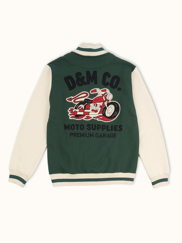 Campera Stanford Verde - Fleece algodón estilo college slim fit espalda - Demons & Machines #color_verde