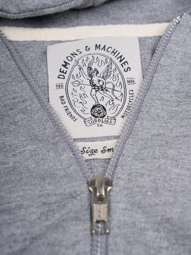 Camperita con Capucha Austin gris detalle cuello - Demons & Machines #color_gris