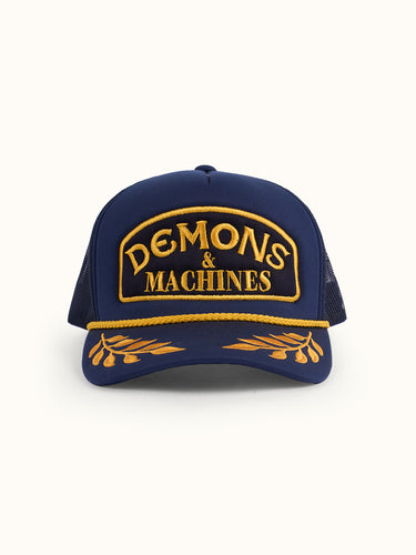 Gorra Podium II de Demons & Machines, estilo casual con malla y visera curva #color_azul