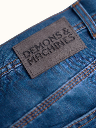 Jean Hardy Straight Cut azul detalle badana- Demons & Machines