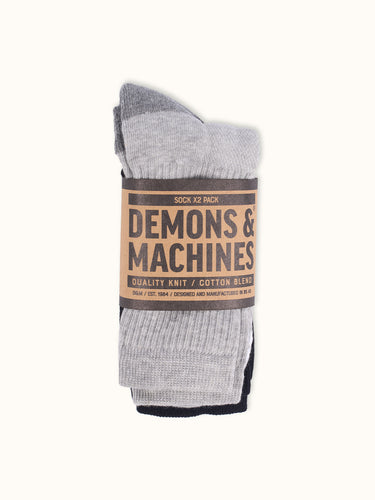 Pack de 2 Medias largas Premium Detroit Demons & Machines de algodón suave con franjas, detalles en punteras y logo.