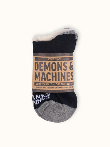 Medias cortas Premium Demons & Machines Detroit, paquete de 2, con diseño clásico y tela suave.