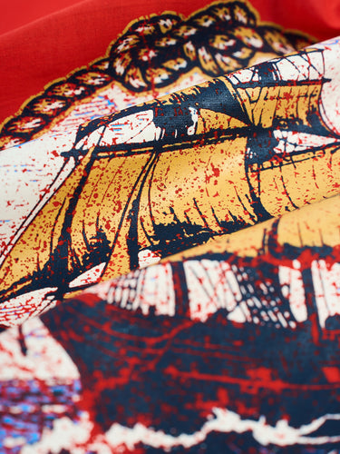 Pañolet de bandana estilo marinero de Demons & Machines con diseño clásico y colores náuticos, vista frontal.