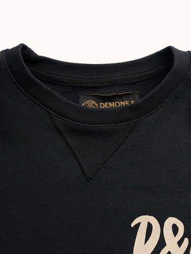 Buzo de algodón Demons & Machines con diseño en frente y espalda, estilo urbano y moderno. #color_negro