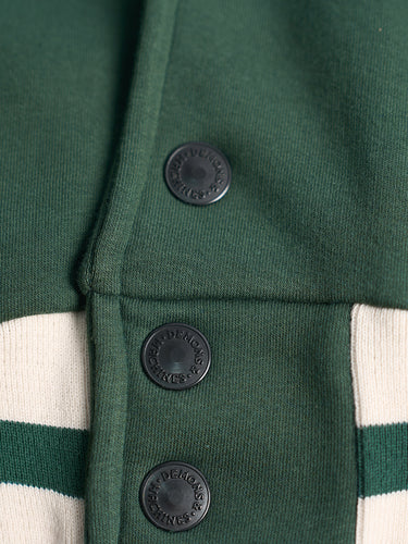 Campera Stanford Verde - Fleece algodón estilo college slim fit detalle  botones - Demons & Machines #color_verde