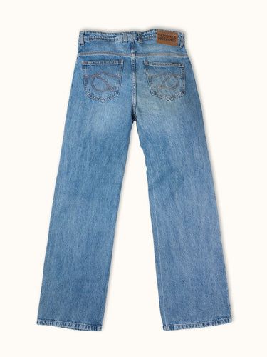 Jean Denzel Relaxed Fit azul espalda - Demons & Machines