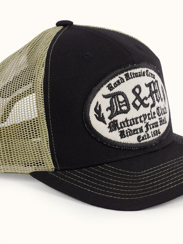 Gorra vintage de la marca Demons & Machines, vista frontal con diseño clásico y ajustable. #color_negro