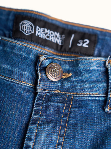Jean New Orleans Chase Blue azul marino vista lateral - Demons & Machines
