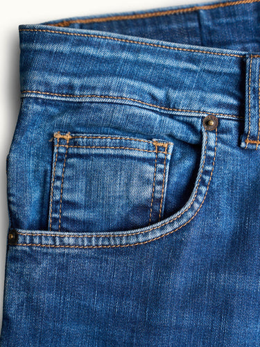 Jean New Orleans Chase Blue azul marino detalle cintura - Demons & Machines
