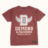 Remera de algodón Demons & Machines con diseño en frente y espalda, estilo urbano y moderno.