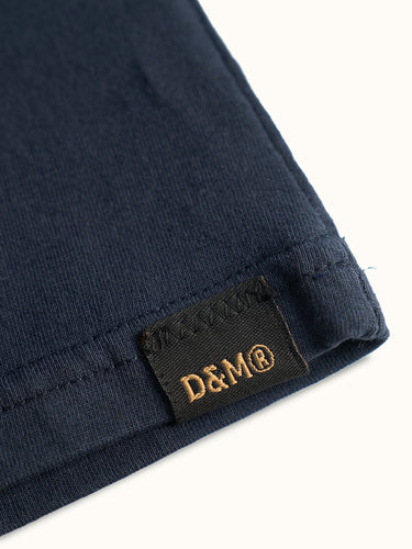 Remera con Bolsillo Azul - Jersey algodón cuello ribb bolsillo plaqué regular fit detalle grifa - Demons & Machines #color_azul