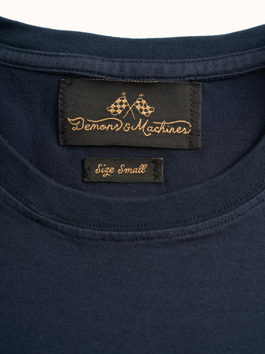 Remera con Bolsillo Azul - Jersey algodón cuello ribb bolsillo plaqué regular fit detalle cuello - Demons & Machines #color_azul