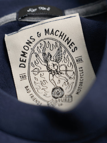 Remera Básica Azul - Jersey algodón cuello ribb regular fit detalle etiqueta cuello - Demons & Machines #color_azul