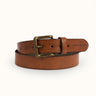 Warren Leather Belt in Tan, front view — 100% cowhide leather, 40 mm wide. Demons & Machines. #color_tan