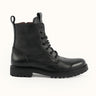 Borcego Alaska de Demons & Machines, calzado robusto de cuero negro con detalles de costura y suela resistente.